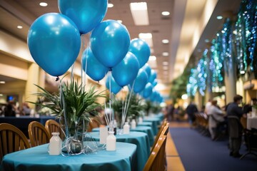 Blue event supports male health research with lectures and booths., generative IA