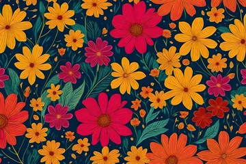 Fotobehang colorful abstract pattern with flowers  © Mustafa_Art