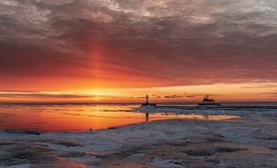Wintry Sunrise on Lake Superior