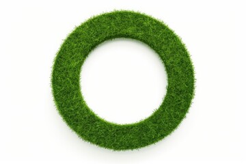 green grass Circle on white background