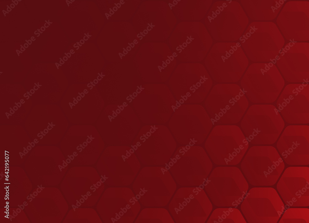 Poster modern geometric red hexagons on red background. abstract technology background. high resolution ful