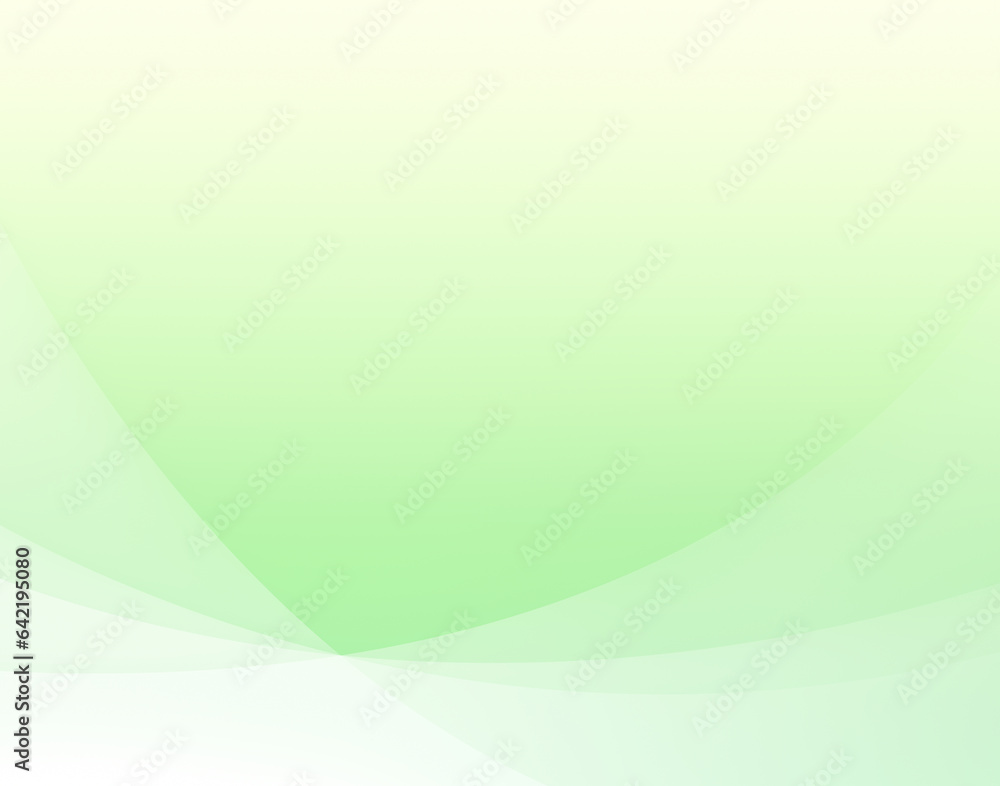 Poster curved and transparent white layers or lines on light greenish yellow to bright green color gradient