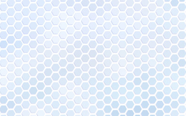 Blue and light blue hexagon grid pattern on white. Technology, connection and data concept. High resolution full frame abstract and modern background with copy space.