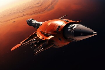 Fototapeta na wymiar fly spaceship mars