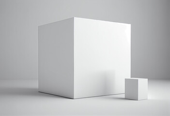 White 3D cubes standing on a white floor. AI Generated