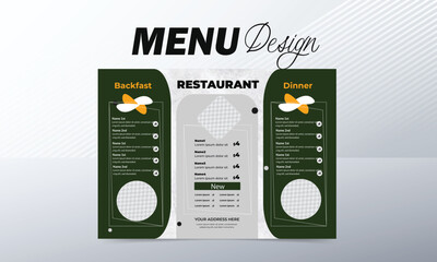 Restaurant menu template. Menu design and label vector brochure template.