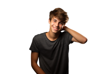 isolated png portrait of smiling young guy boy with casual style