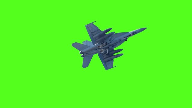 Green screen video of a fighter jet flying