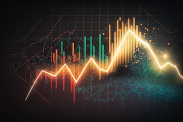 Abstract glowing forex chart background. Investment and finance concept