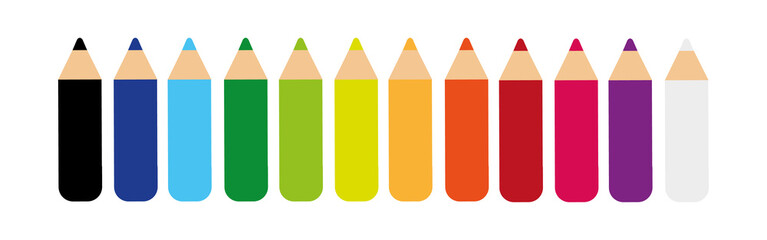 Crayons, small collection of loosely arranged colored pencils - obrazy, fototapety, plakaty