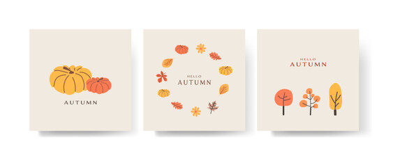 Set of abstract autumn backgrounds advertising, web, social media.