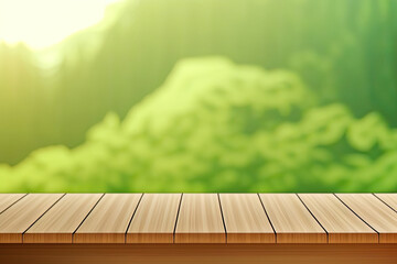 wooden table with blurred background