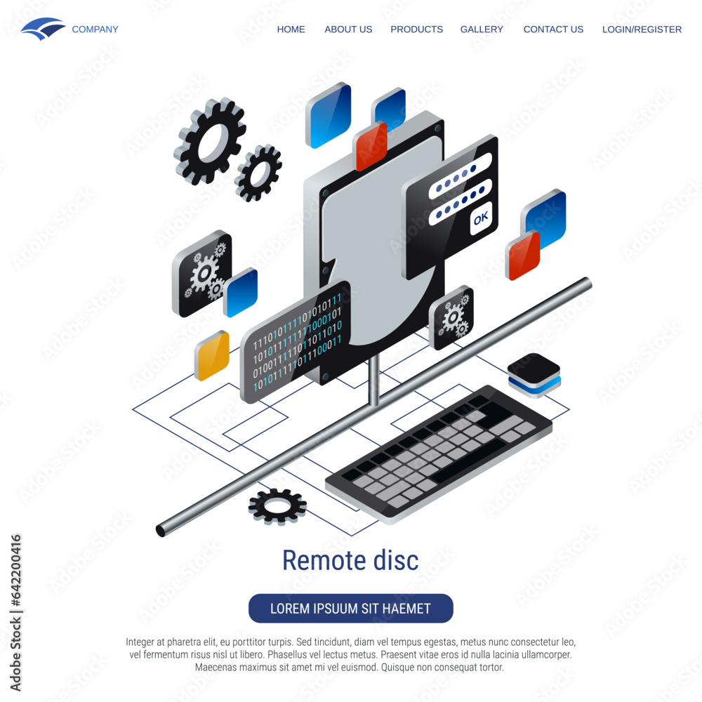 Canvas Prints remote disc, data storage, web folder 3d isometric vector concept illustration
