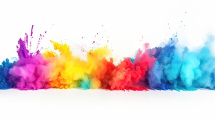Fototapeta na wymiar Colrful rainbow paint explosion on white background