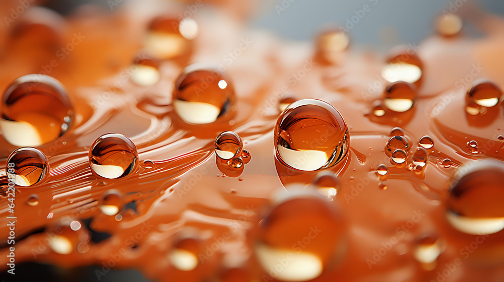 Poster abstract light background with water drops close-up, macro shot of round spheres - soft light backgr
