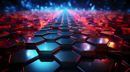 Obraz premium dark neon background made of hexagons, background for web pages