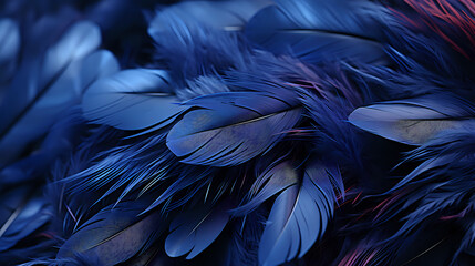 abstract background blue feathers, feathers of a bluish tint close-up over the entire surface