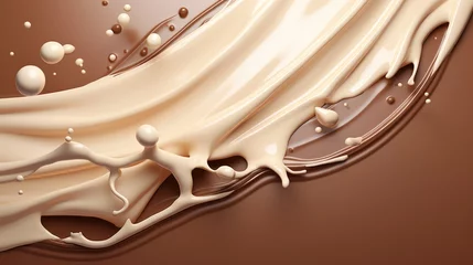 Foto op Plexiglas Chocolate and milk textured tasty background splashes © eireenz