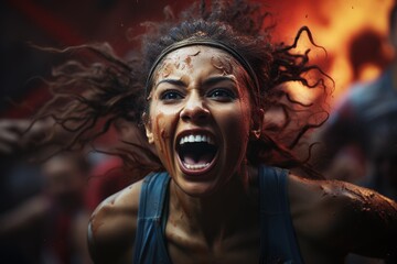 Diversity in Sports concept. Captivating close-up showcasing unique expression and woman personality