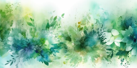 Fototapeta na wymiar Beautiful abstract green watercolor floral design background. beautiful Generative AI AIG32