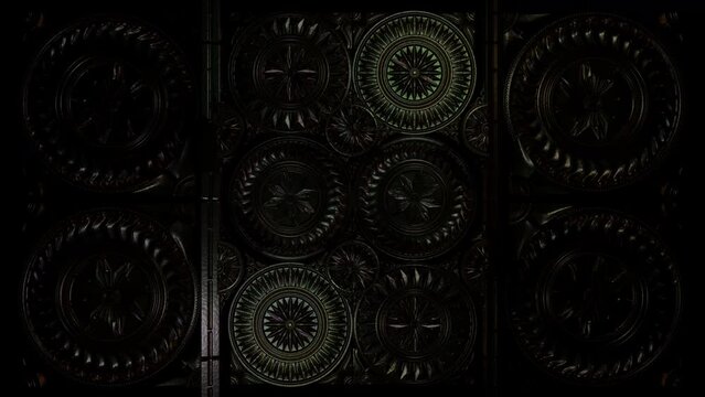 Entrancing rotation of a Mandala Wall set to 120 BPM. A captivating CGI VJ seamless loop, it artfully blends sacred geometry and intricate designs, making it perfect for dynamic VJ session spiritual
