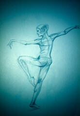 figure sketch of a dancer - 642204497