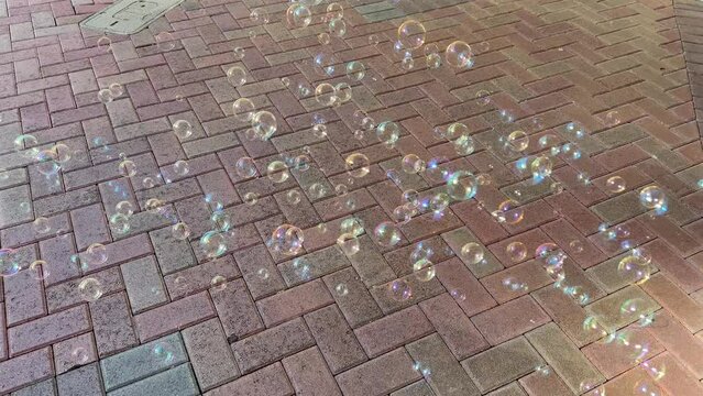 Bubble machine blowing bubbles