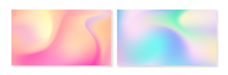 Set of 2 horizontal grainy gradient  backgrounds with abstract waves and grain texture. For brochures, booklets, banners, business cards, social media and other projects. For web and printing.