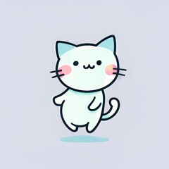 Minimalistic Kawaii Cat Outline: A Simple and Adorable Feline Design