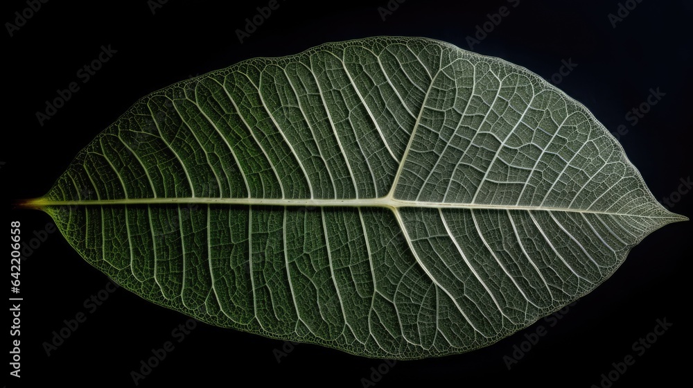 Poster transparent skeleton leaf with beautiful texture on a green. beautiful generative ai aig32