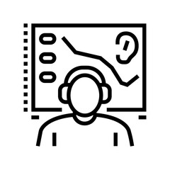 audiometry test audiologist doctor line icon vector. audiometry test audiologist doctor sign. isolated contour symbol black illustration