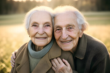An image of a beautiful married senior elderly Caucasian man and woman couple. Portrait. 
