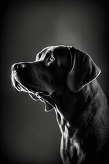 Labrador dog silhouette contour black white backlit motion contour tattoo professional photography