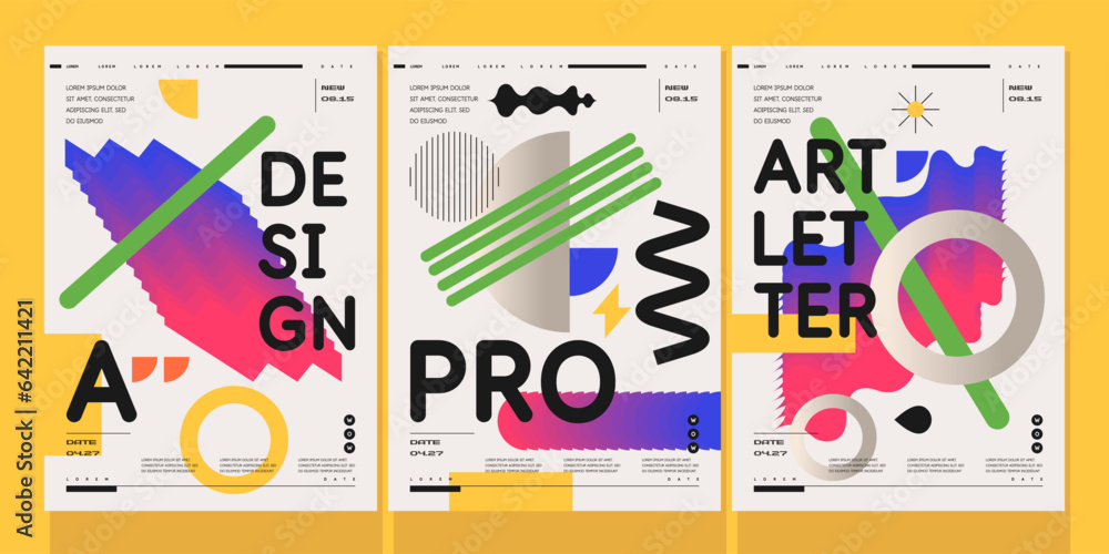 Poster a set of vector illustrations. abstract posters. images of geometric shapes and abstract elements.