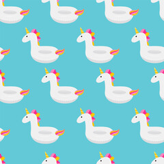 Seamless pattern with unicorn inflatable float.