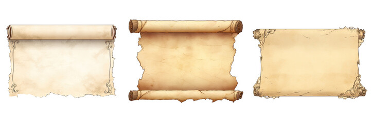 Antique scroll on transparent background