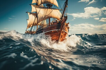 sailing ship - obrazy, fototapety, plakaty