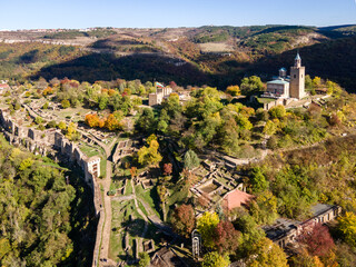 Fototapeta na wymiar Aerial view of city of Veliko Tarnovo, Bulgaria