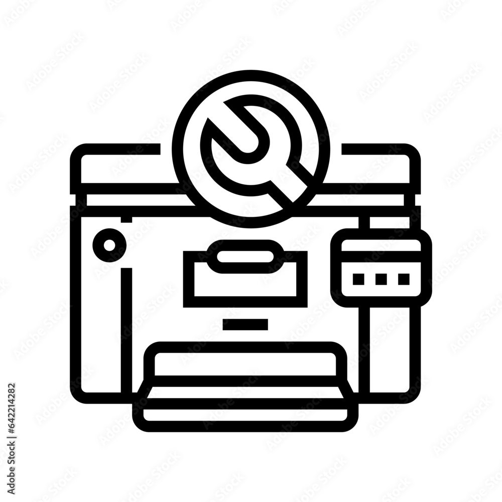 Poster printer fixing repair computer line icon vector. printer fixing repair computer sign. isolated conto