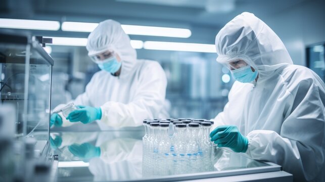 Scientist working in a laboratory on a new vaccine, science research, medicaments concept. Male researcher working on a new pharmaceutical in a lab. Creation and testing of cancer fighting pills.