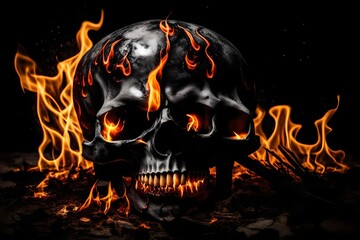 halloween skull with fire