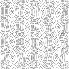 White background with black pattern. Texture with figures from lines.Line shape design.Abstract background for web page, textures, card, poster, fabric, textile. Monochrome graphic repeating design. 