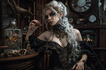 Fototapeta premium magician or alchemist at work