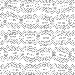 White background with black pattern. Texture with figures from lines.Line shape design.Abstract background for web page, textures, card, poster, fabric, textile. Monochrome graphic repeating design. 