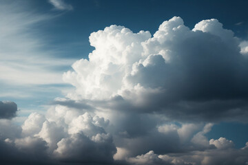 Obraz premium White gray cloud on dark blue sky