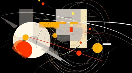 Obraz premium abstract geometric background with circles, lines and rectangles.