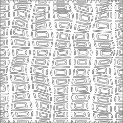 White background with black pattern. Texture with figures from lines.Line shape design.Abstract background for web page, textures, card, poster, fabric, textile. Monochrome graphic repeating design. 