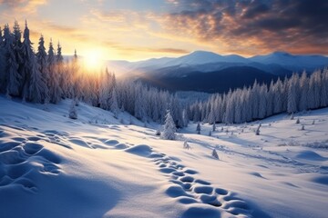 Beautiful Winter landscape in the mountains - stock concepts