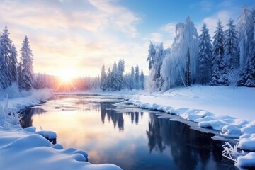 Beautiful Winter landscape at Christmas Time - stock concepts