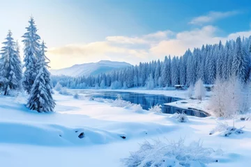 Fototapeten Beautiful Winter landscape at Christmas Time - stock concepts © 4kclips